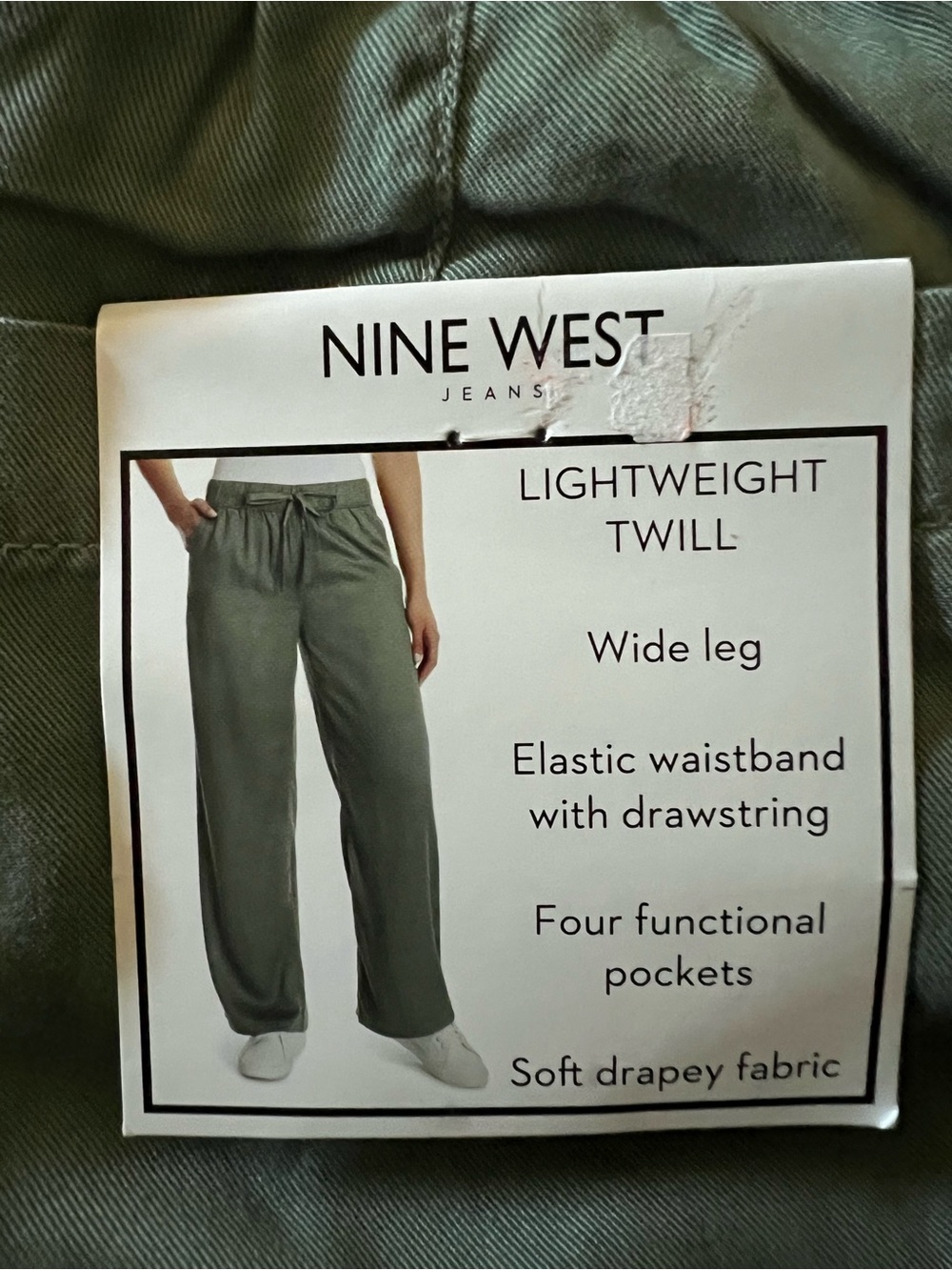 Nine West Olive Pull On Wide Leg Pants XXL Soft Stretch NWT - Picture 3 of 3